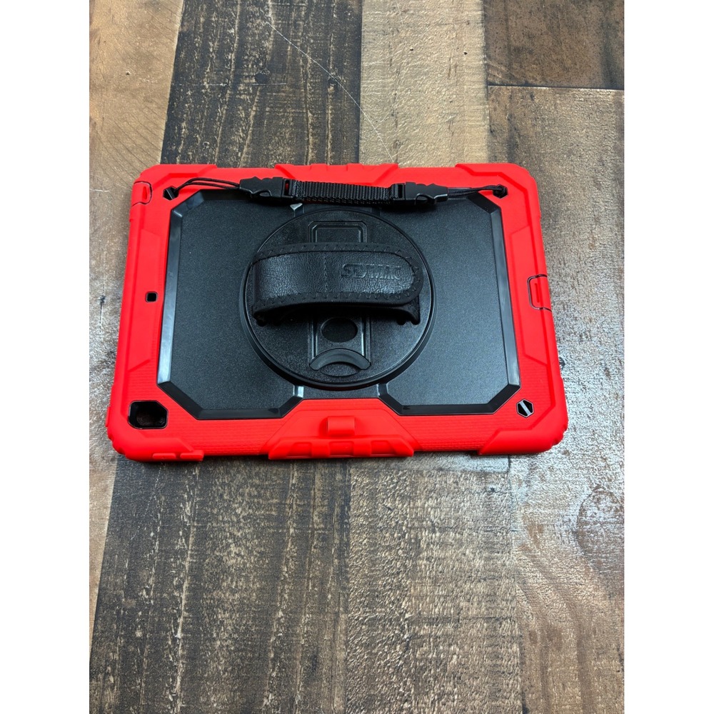 Seymac Rugged Tablet‎ Case Red Black Shockproof Rotating Kickstand Hand Strap